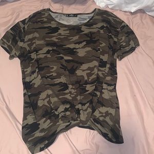 Camo tied front t shirt